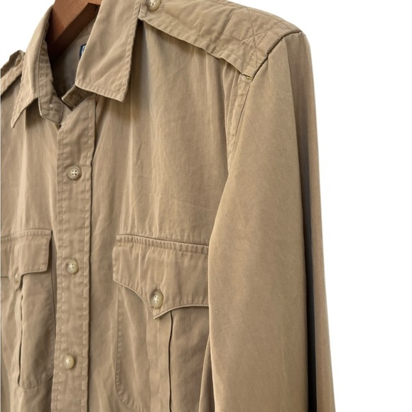 Polo by Ralph Lauren Men’s Military Style Khaki Button Down Shirt Size Medium - Picture 3 of 5
